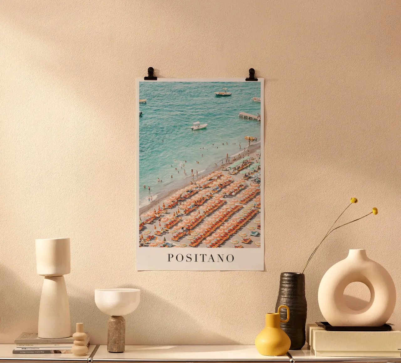 Positano Travel Art poster con telaio in alluminio da GraceDigitalArtCo