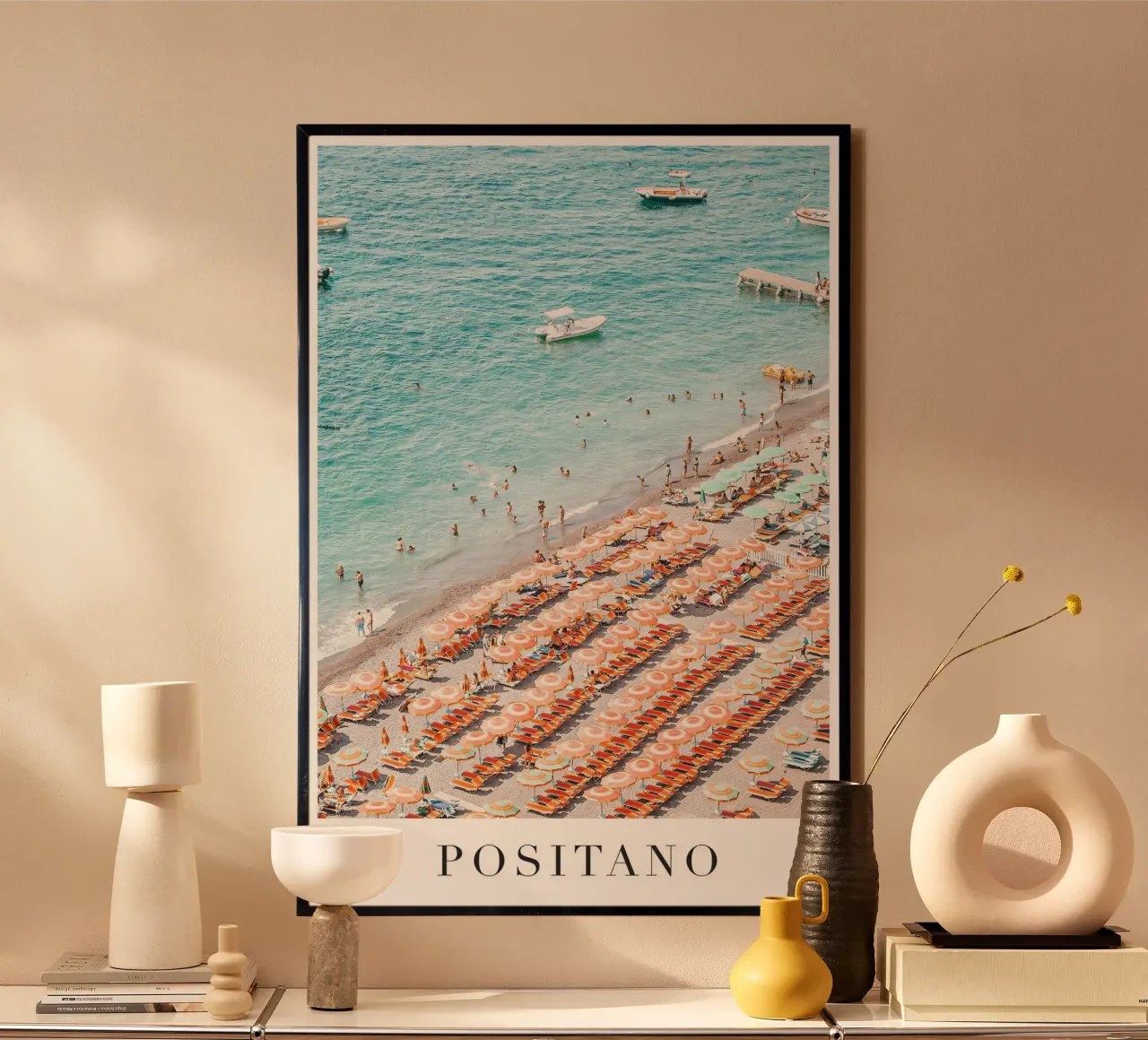 Positano Travel Art poster con telaio in alluminio da GraceDigitalArtCo