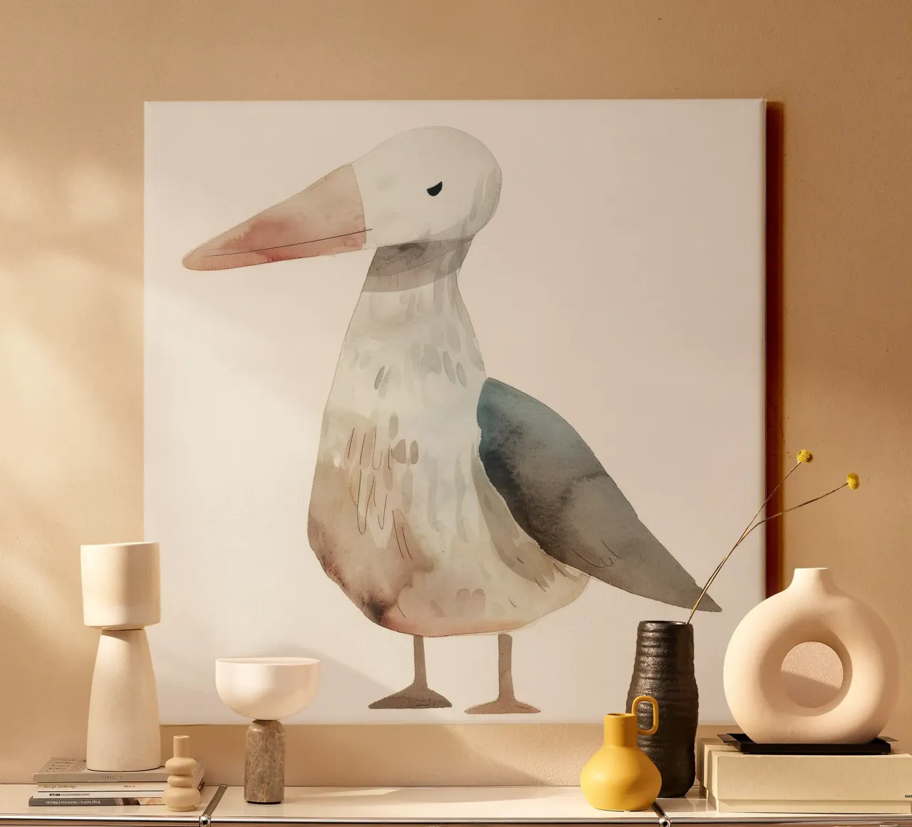 Illustrazione ad acquerello di un uccello arrabbiato tela con Cornice a cassetta da DesignDoodle