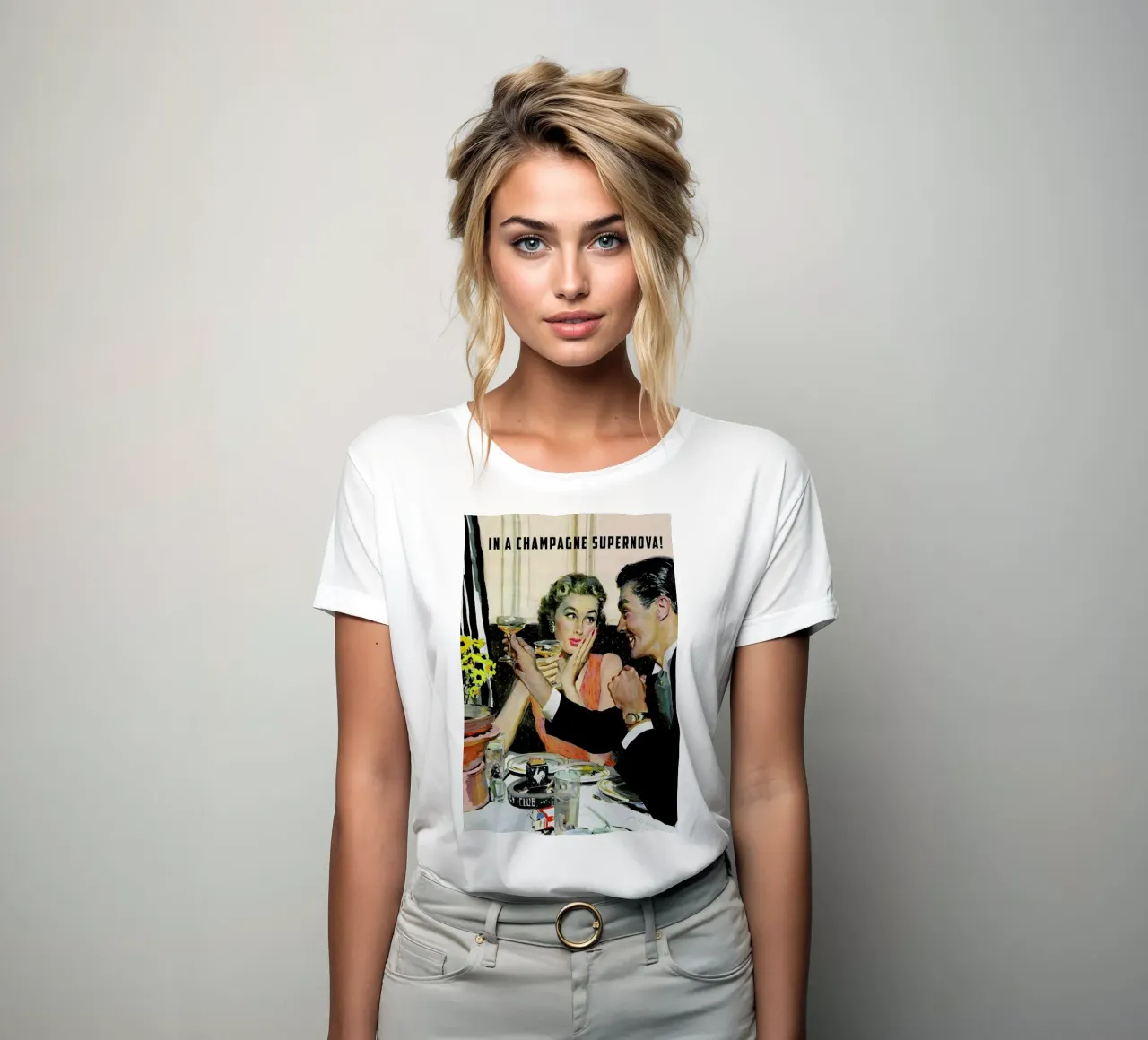 In A Champagne Supernova! women's fitted t-shirt by Gallery Print and Art Limited
