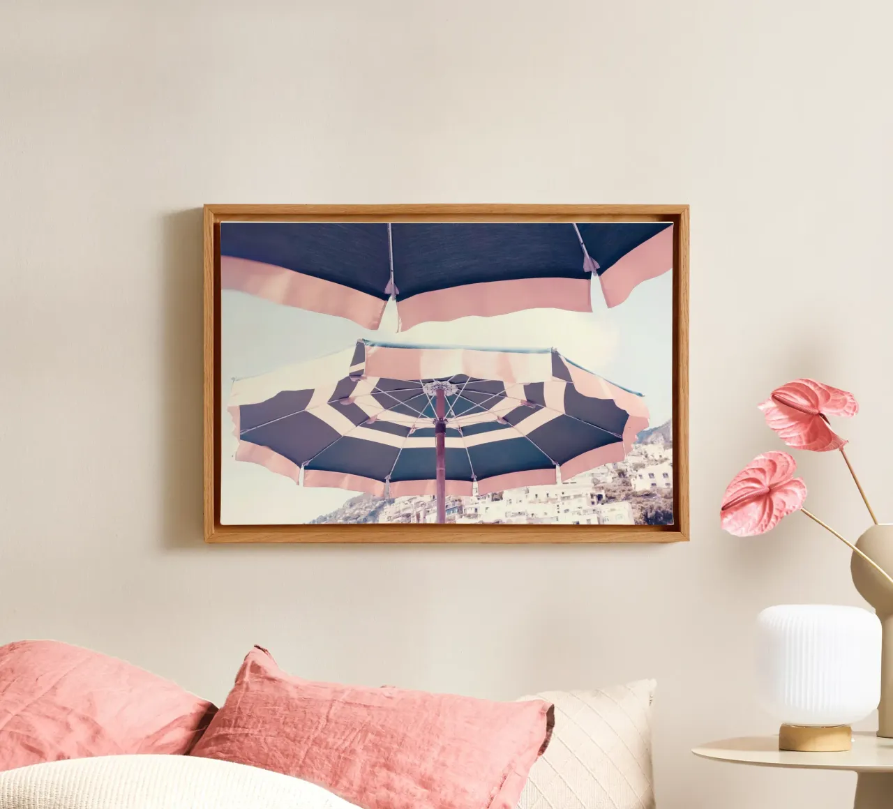Beach Umbrella Positano canvas met Baklijst van GraceDigitalArtCo