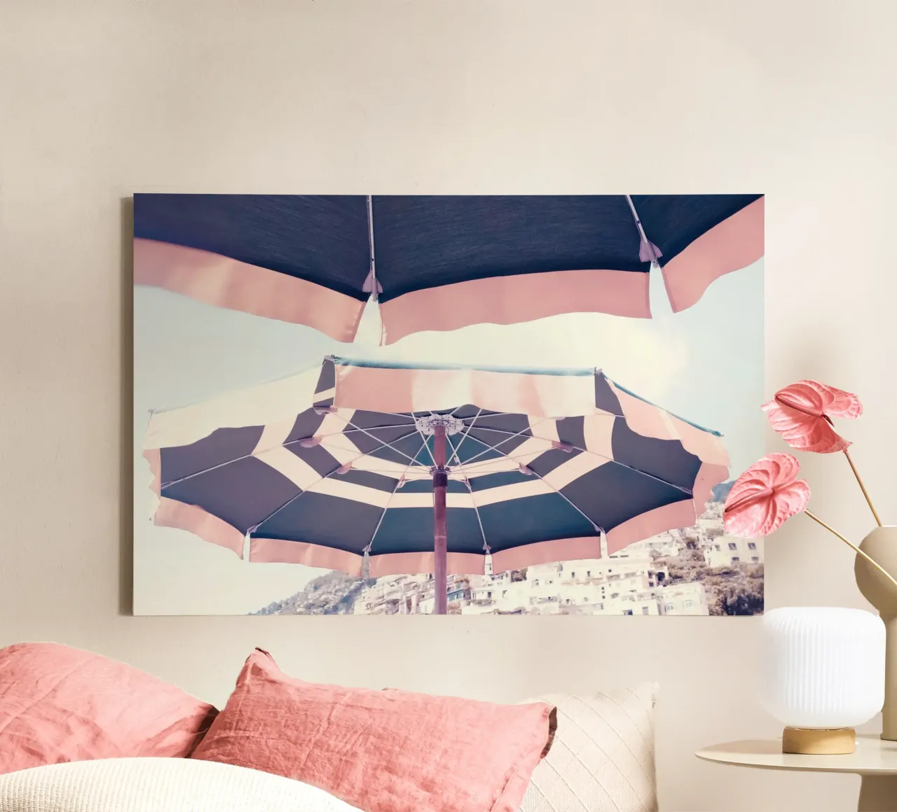 Beach Umbrella Positano canvas met Baklijst van GraceDigitalArtCo