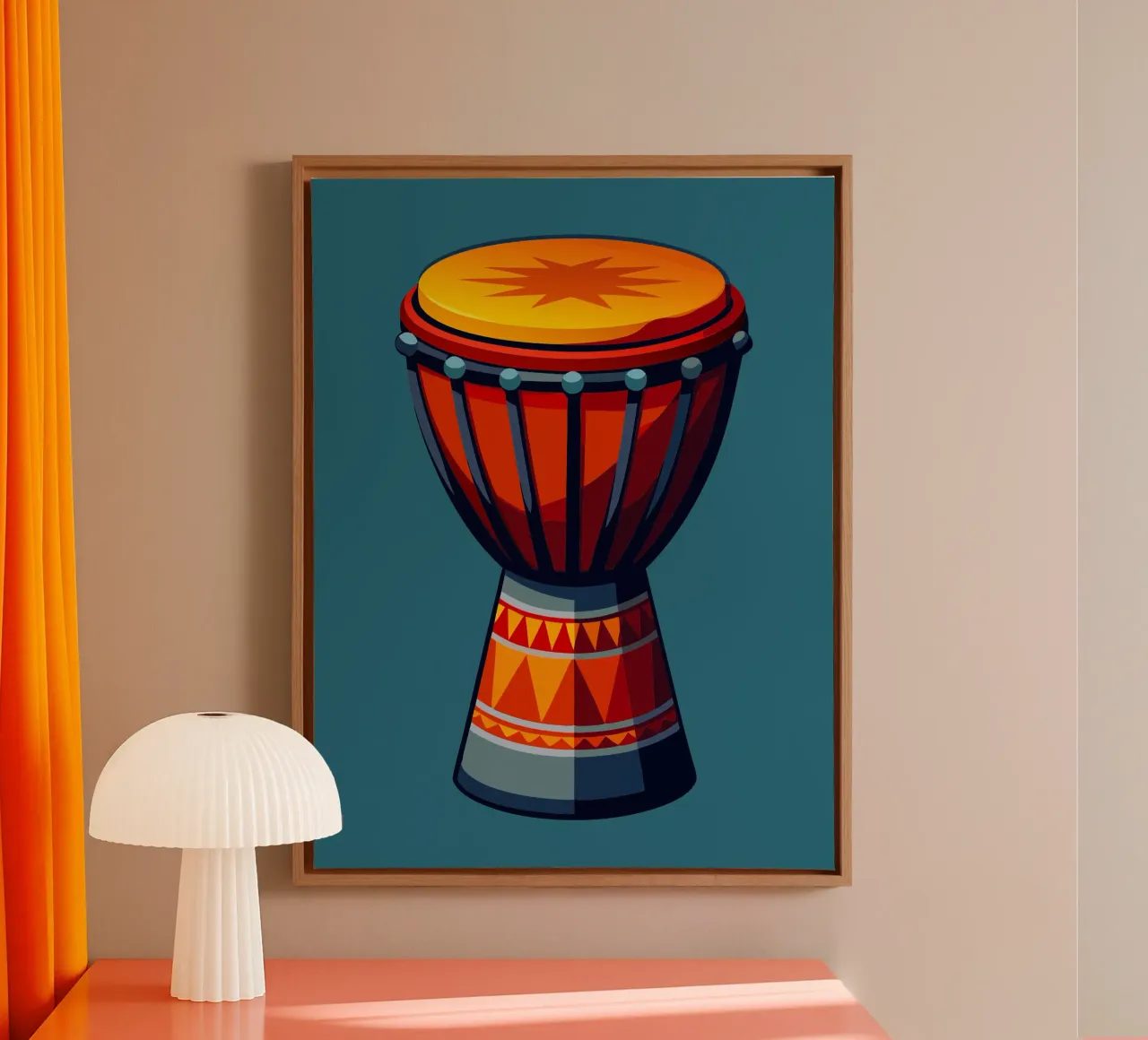 djembe pittura arte moderna tela con Cornice a cassetta da jasmine