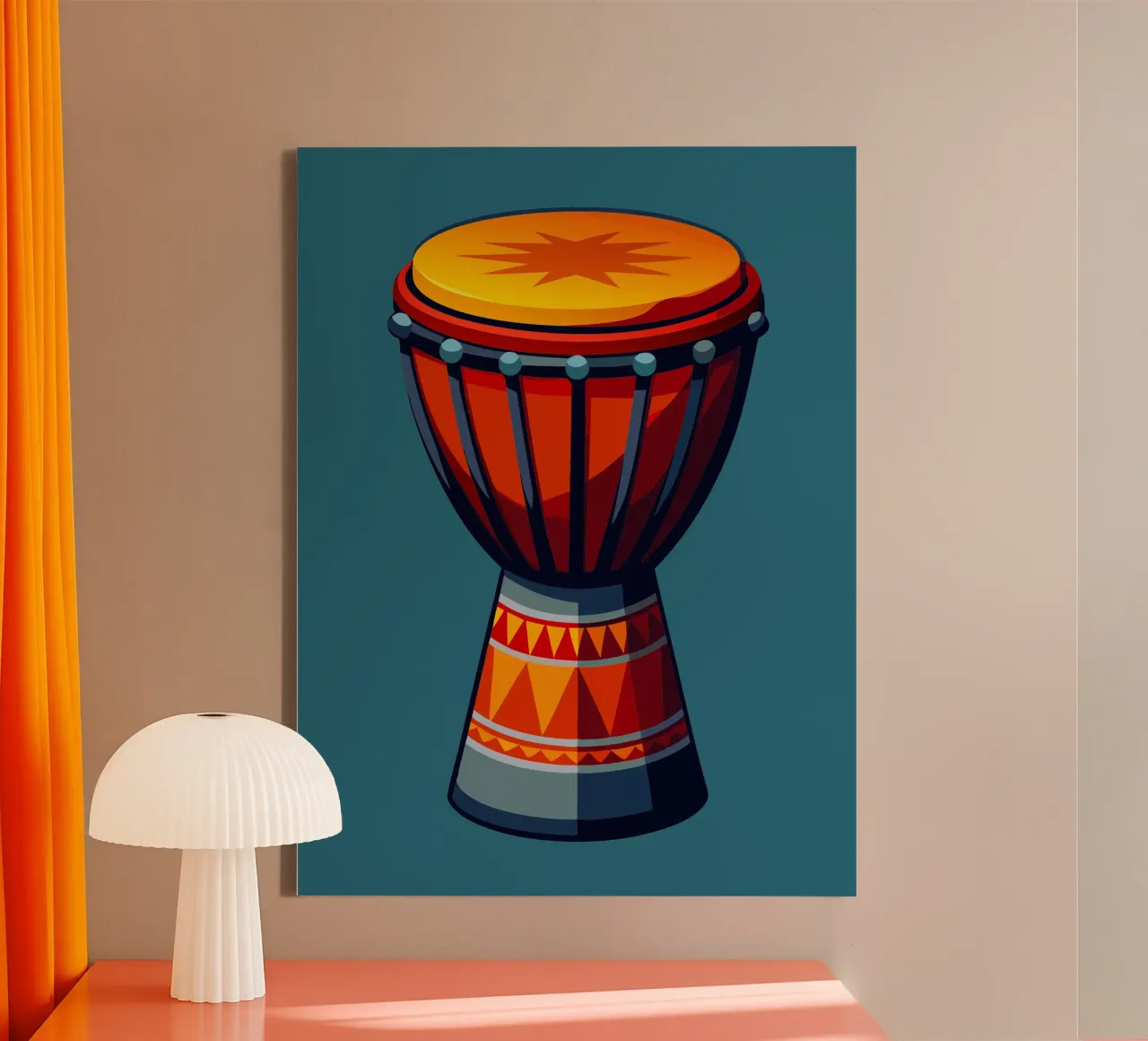 djembe pittura arte moderna tela con Cornice a cassetta da jasmine