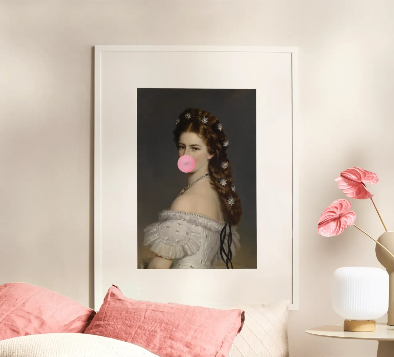 Bubble-Gum Sisi poster con telaio in legno da GraceDigitalArtCo