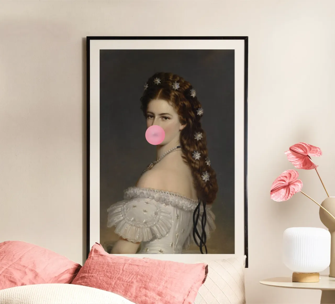 Bubble-Gum Sisi poster con telaio in legno da GraceDigitalArtCo
