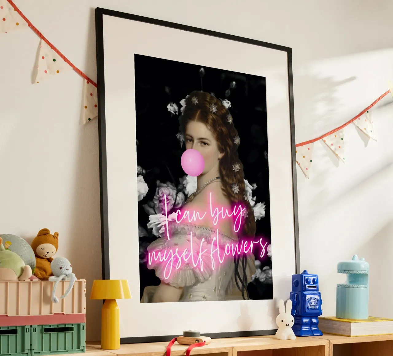 Neon Sisi Feminist Art poster con telaio in plastica da GraceDigitalArtCo