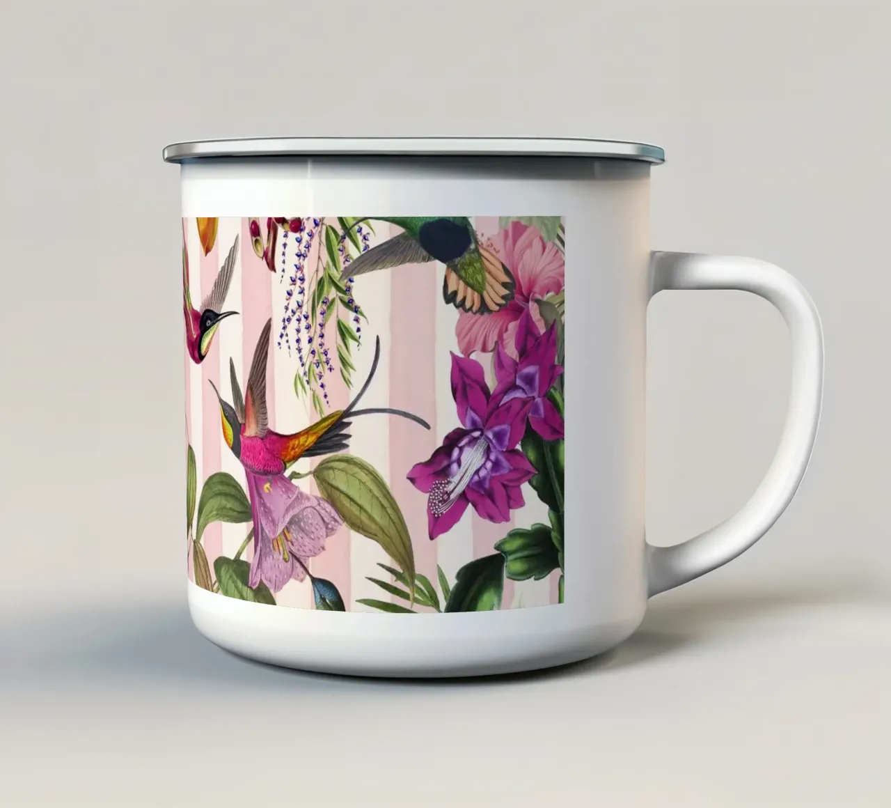 Paradiso esotico nascosto dei colibrì tazza in smalto da Andrea Haase Vintage World