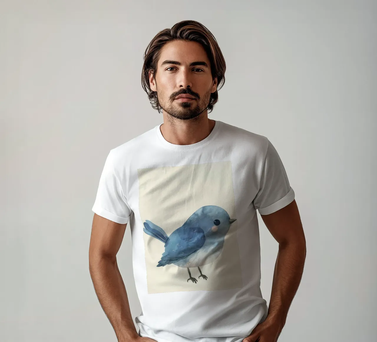 Illustrazione ad acquerello di un uccello blu t-shirt da DesignDoodle