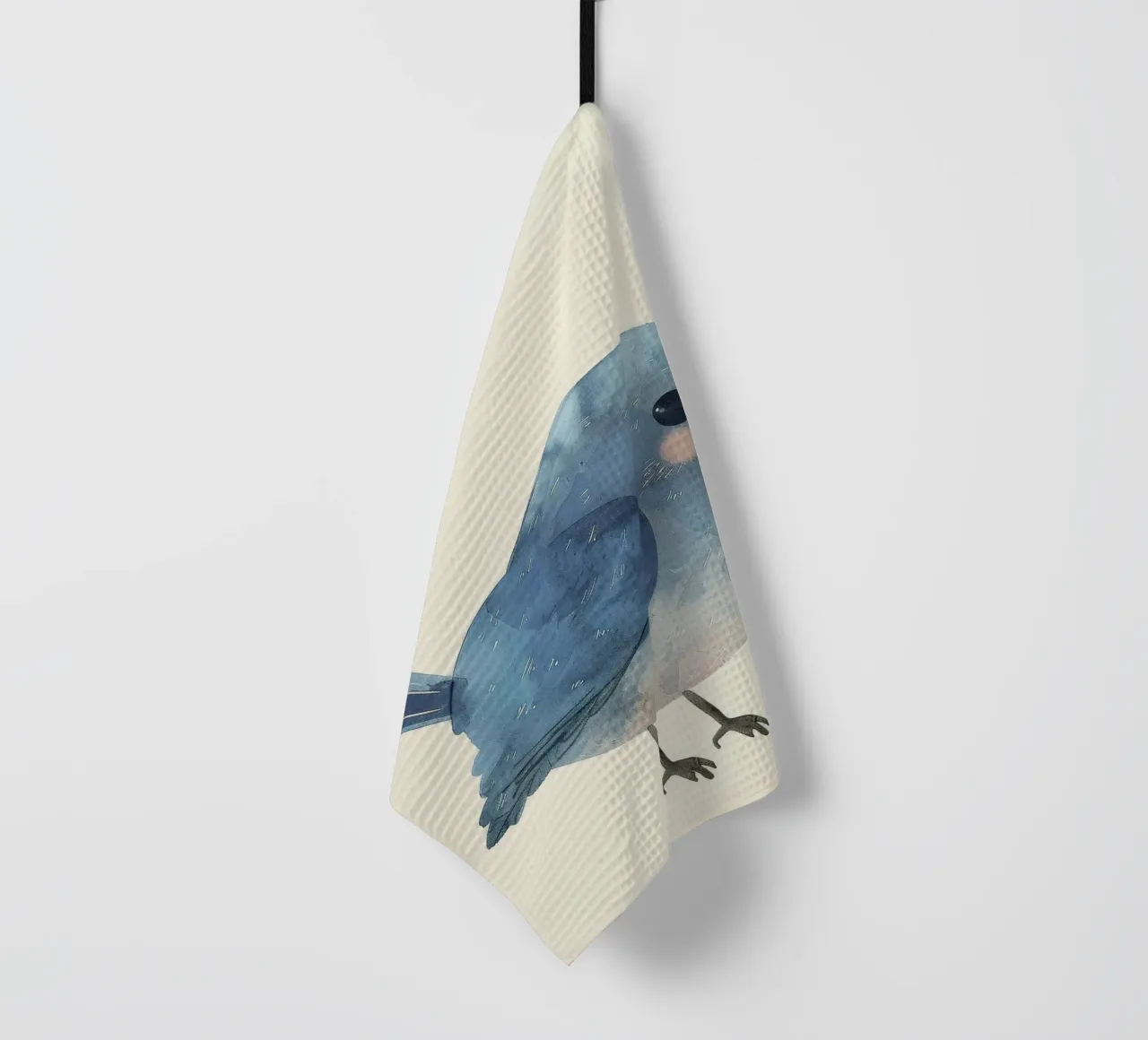 Aquarell Illustration eines blauen Vogels Geschirrtuch von DesignDoodle