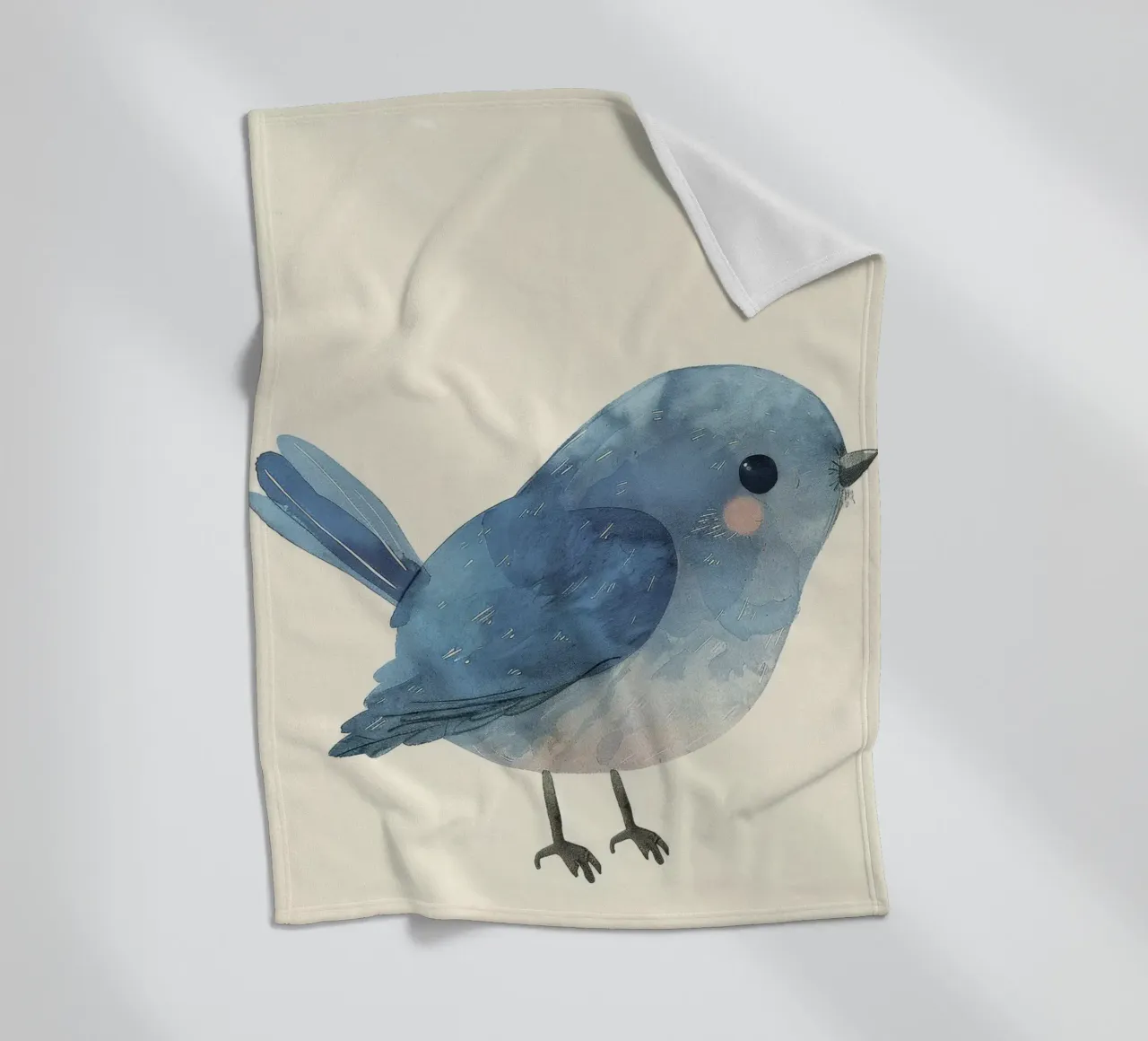 Illustrazione ad acquerello di un uccello blu coperta in pile da DesignDoodle