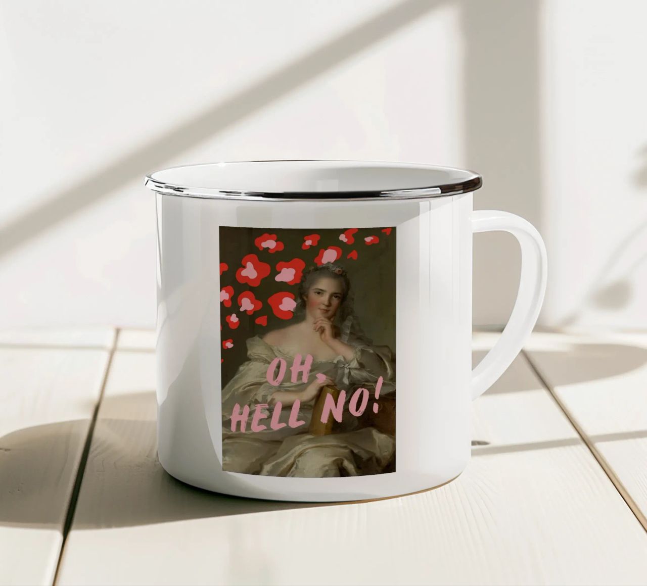 Woman Portrait with Text tazza in smalto da GraceDigitalArtCo