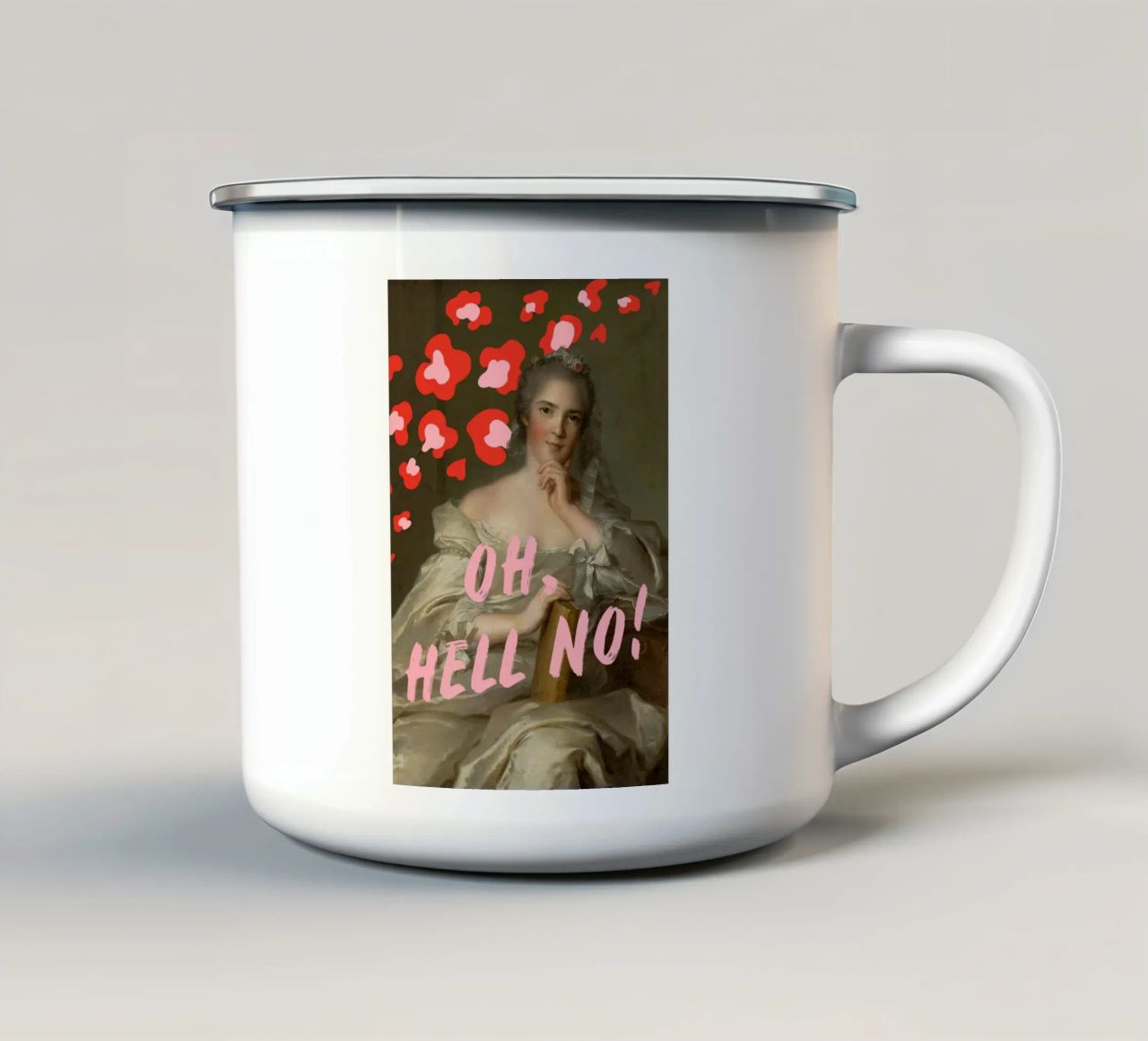 Woman Portrait with Text tazza in smalto da GraceDigitalArtCo