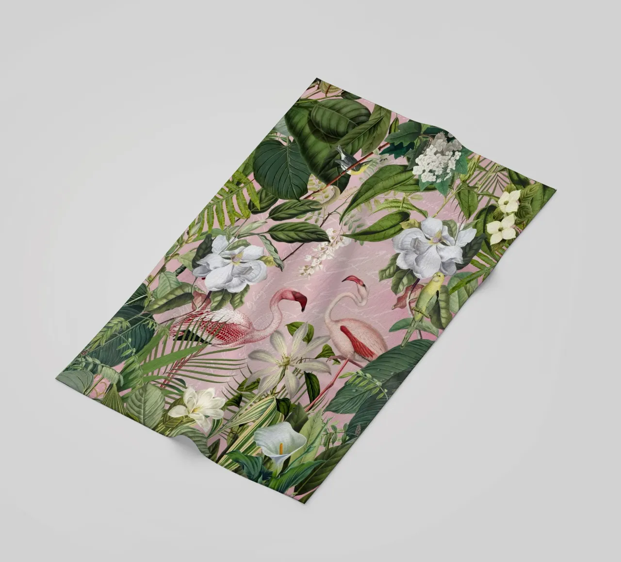 Flamingo Jungle Exotic Island beach towel by Andrea Haase Vintage World