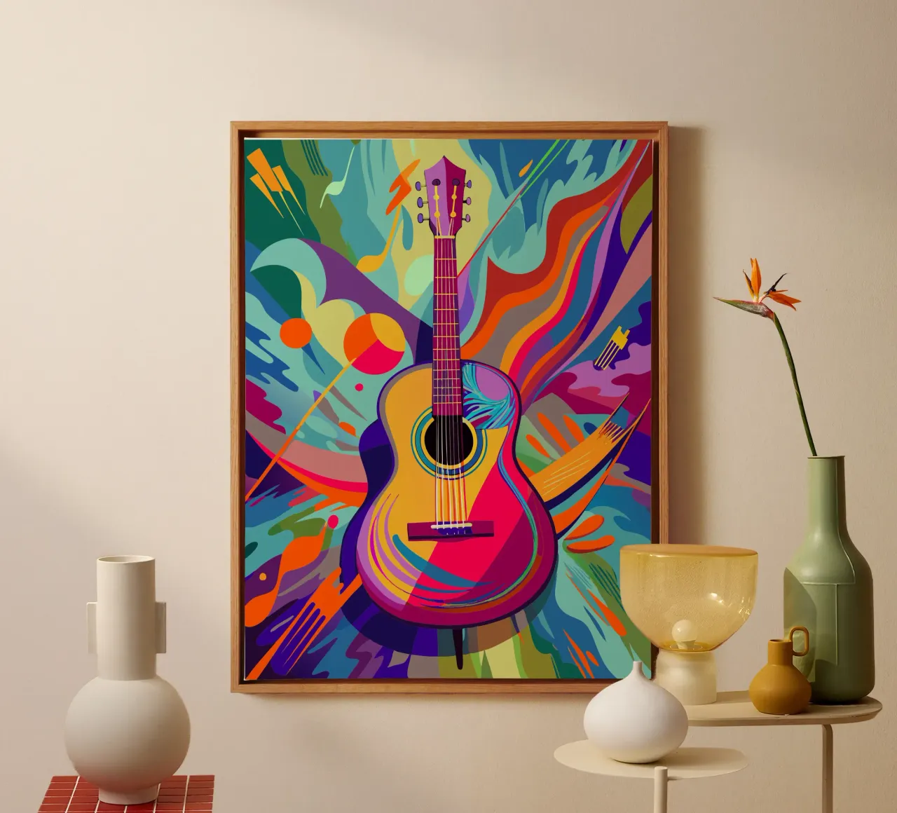 chitarra pittura arte moderna tela con Cornice a cassetta da jasmine