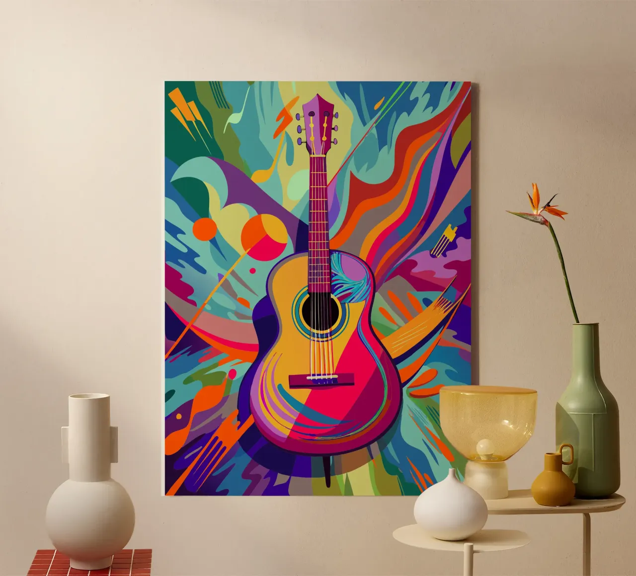 chitarra pittura arte moderna tela con Cornice a cassetta da jasmine