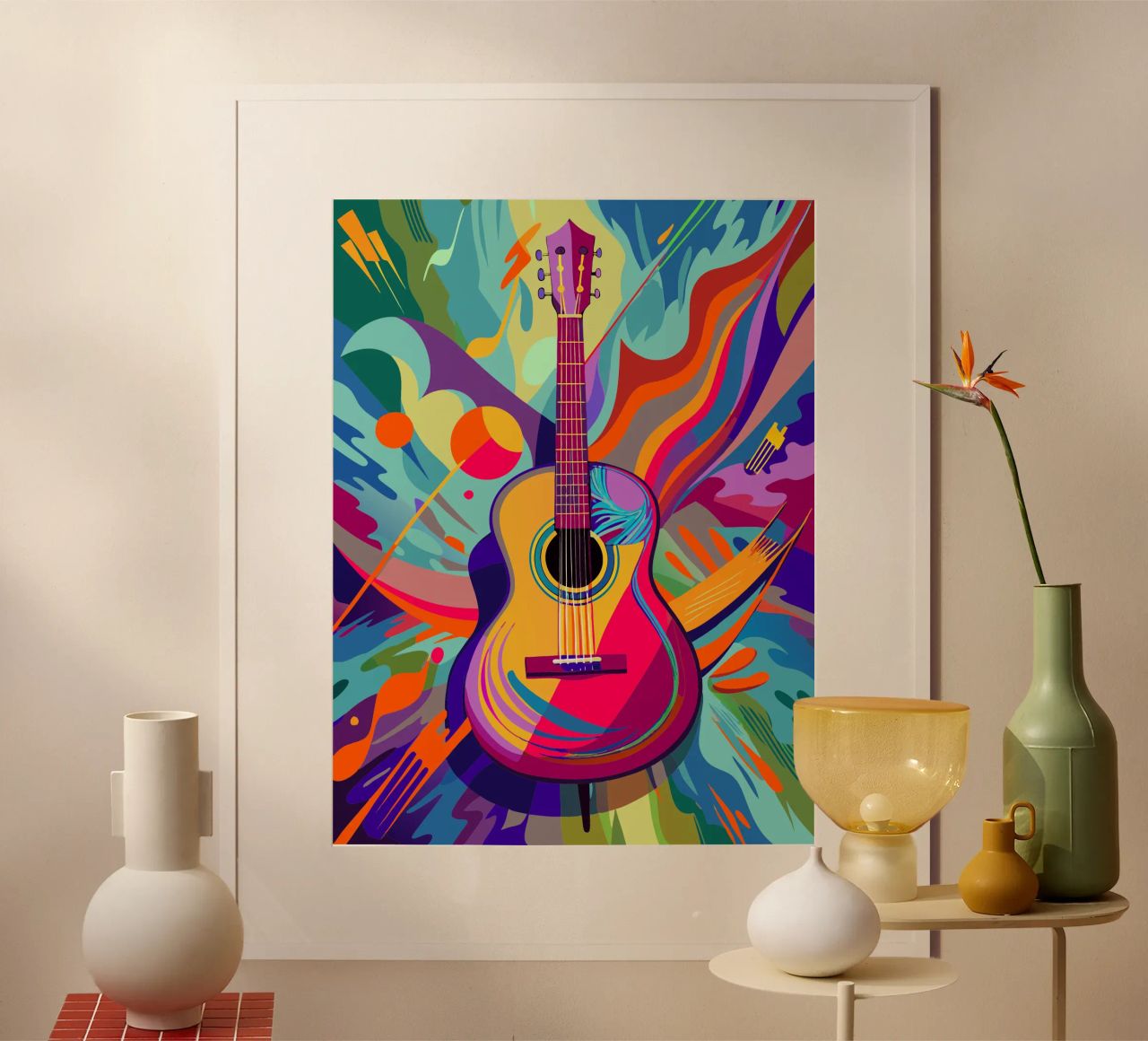 guitar painting modern art poster by jasmine