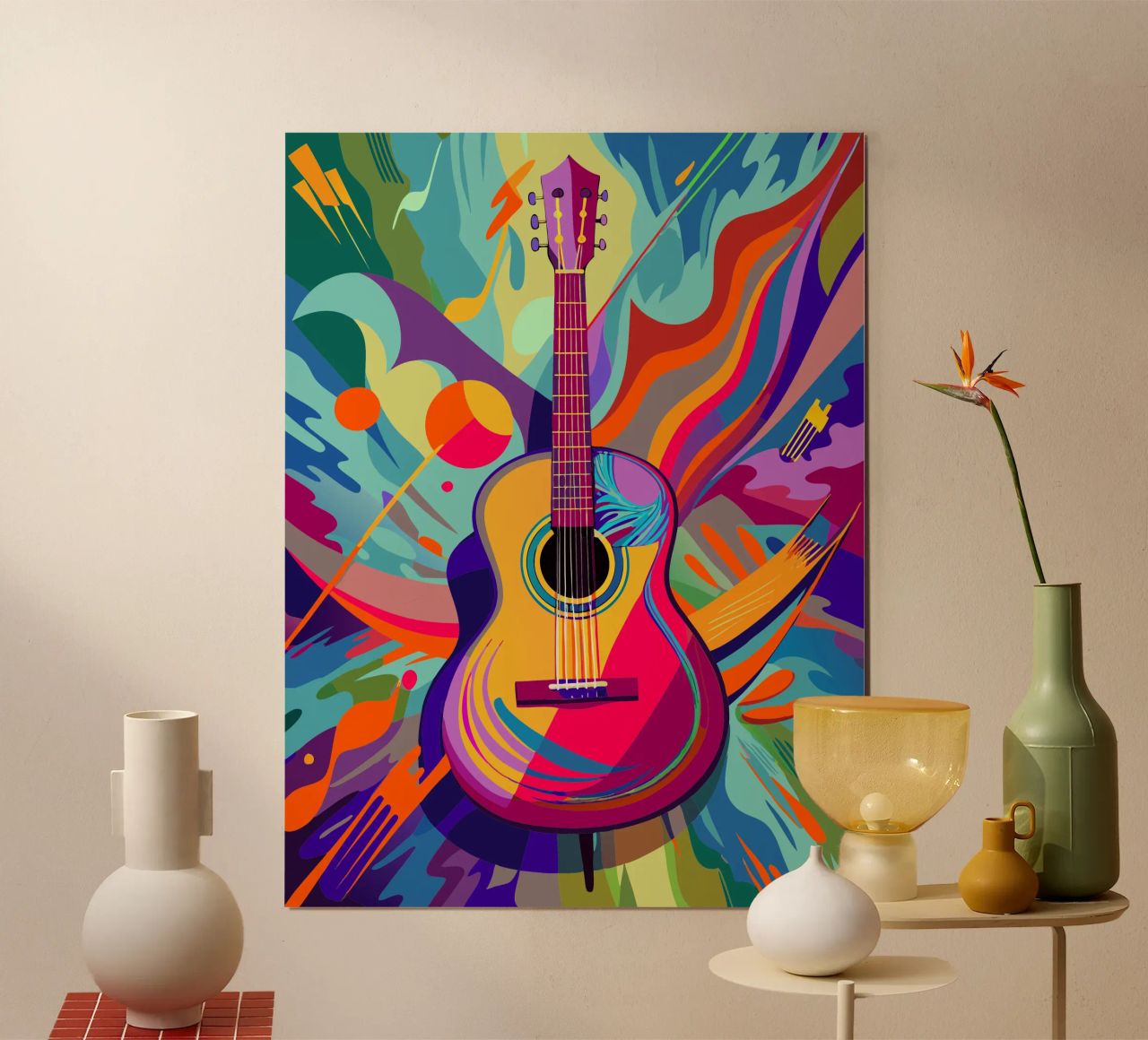 guitar painting modern art poster by jasmine