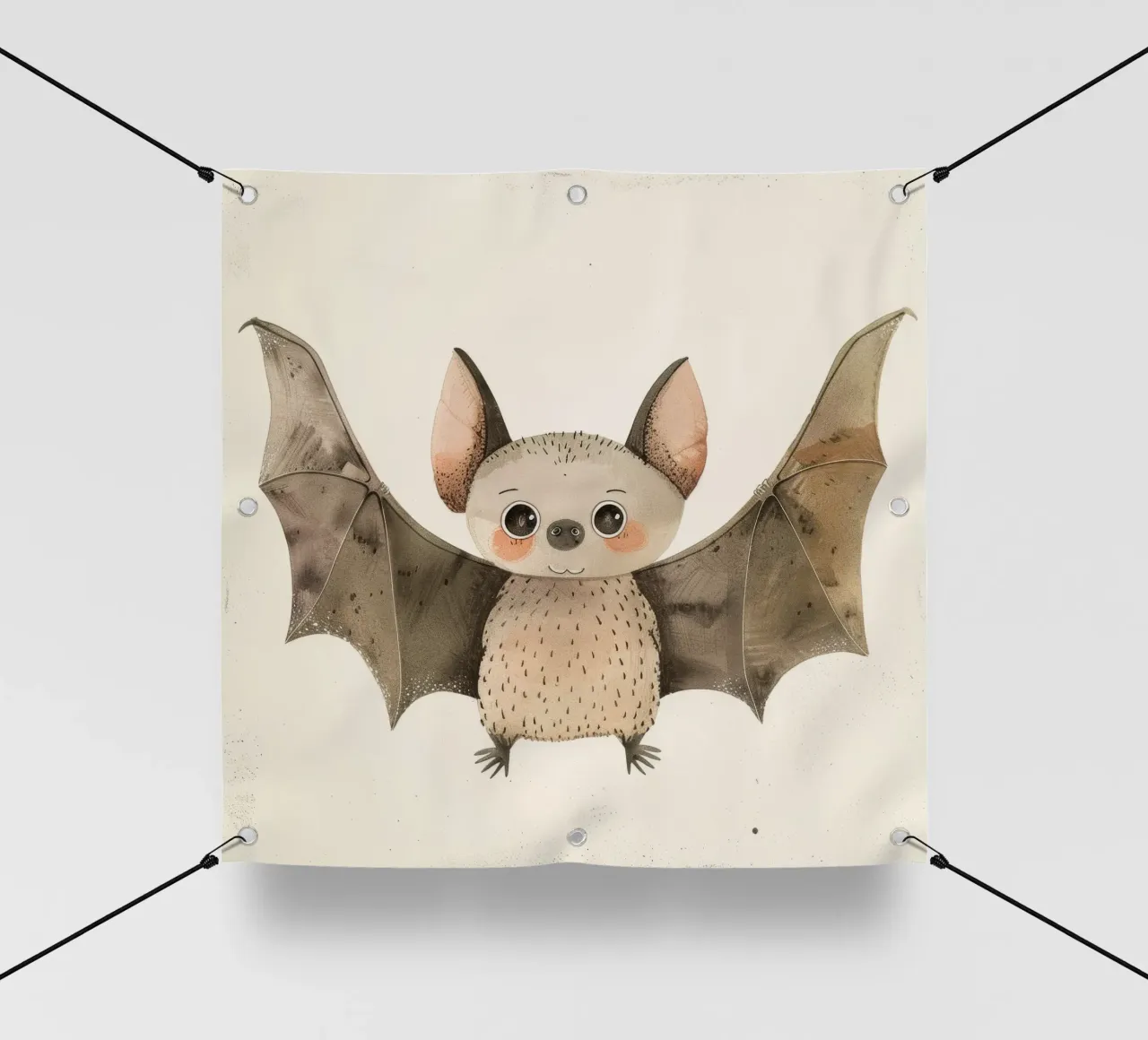 Illustrazione ad acquerello di un pipistrello dei cartoni animati telo in pvc da DesignDoodle