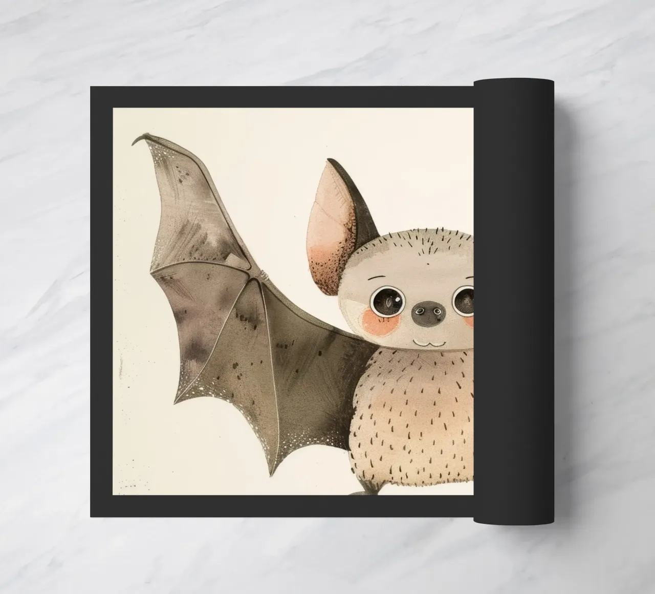 Illustrazione ad acquerello di un pipistrello dei cartoni animati zerbino da DesignDoodle