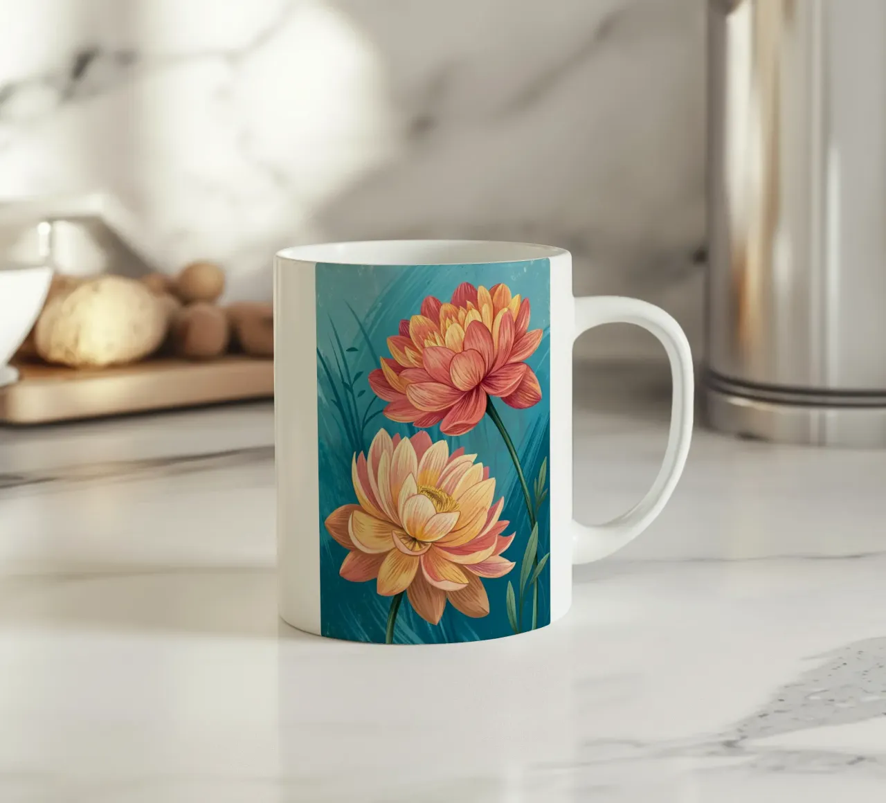 Serene Lotus Blooms ceramic mug by Artistic-shop