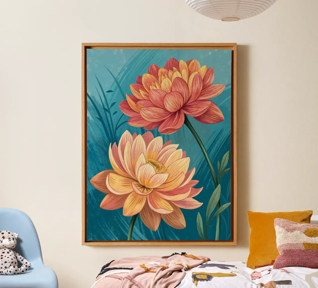 Serene lotusbloemen canvas met Baklijst van Artistic-shop