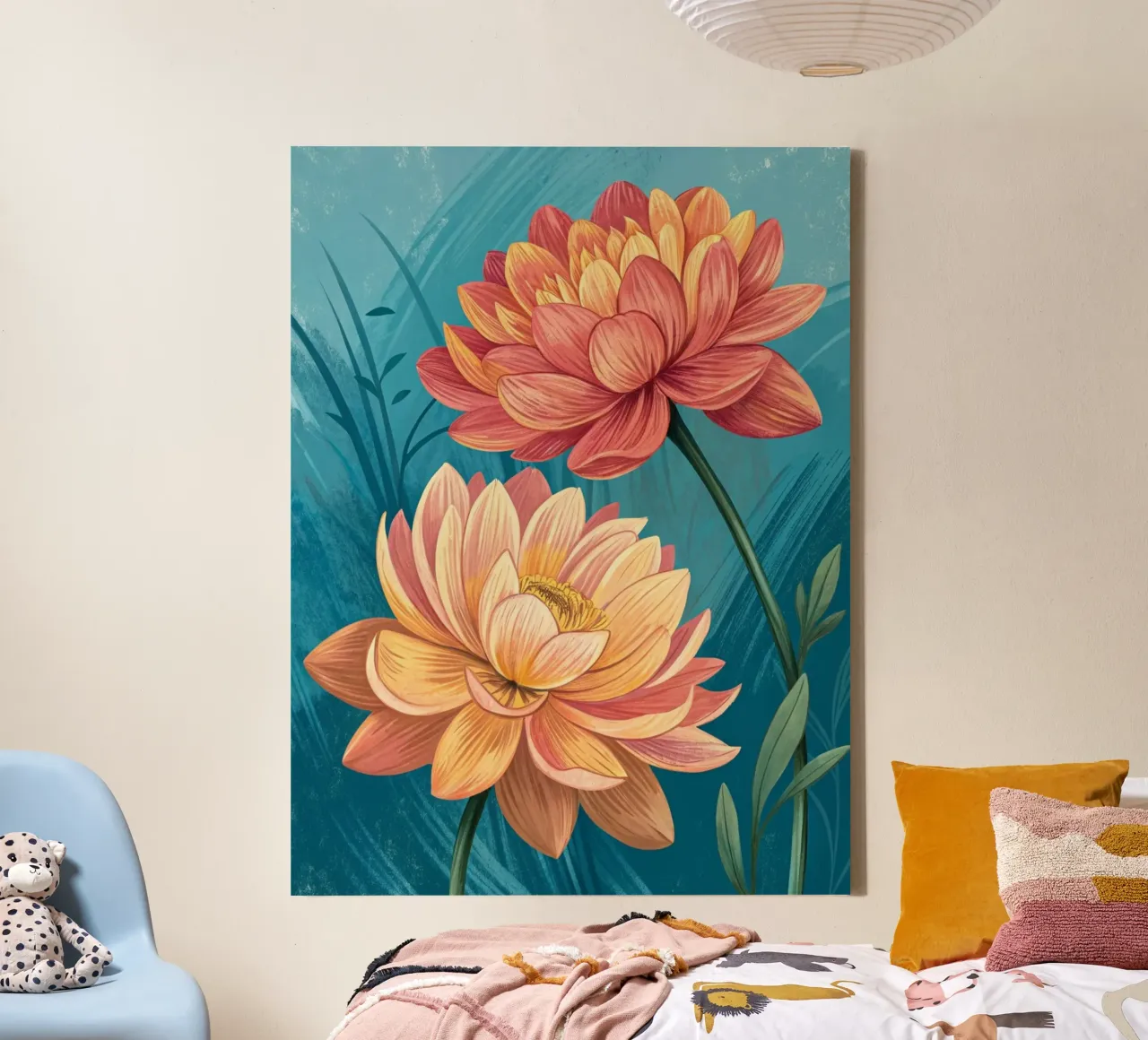 Serene lotusbloemen canvas met Baklijst van Artistic-shop