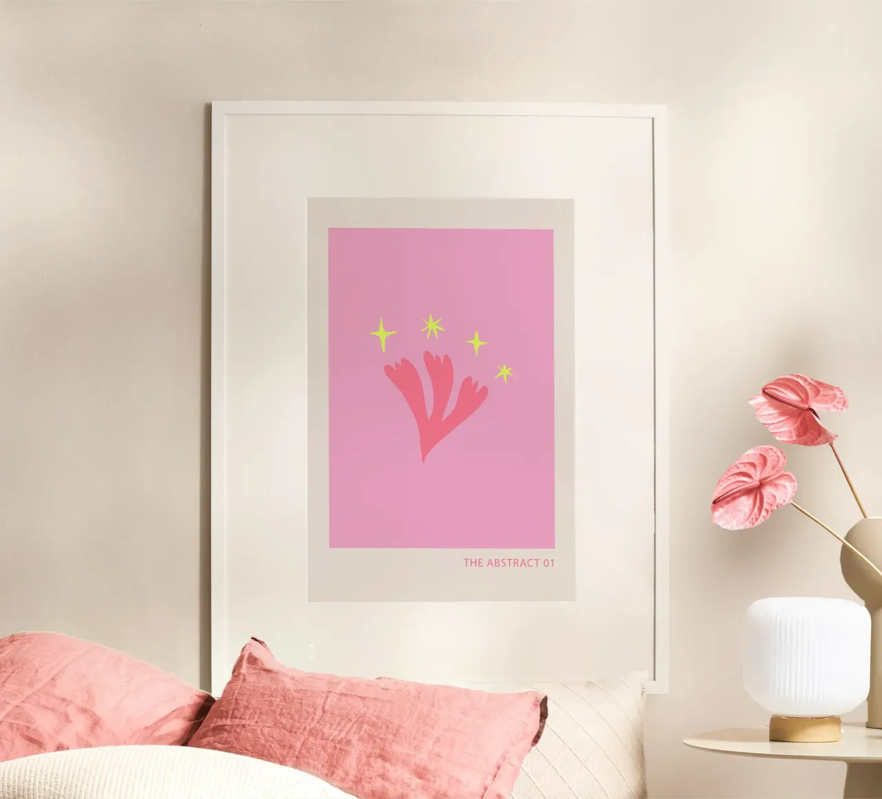 Abstract Pink and Yellow poster con telaio in alluminio da GraceDigitalArtCo