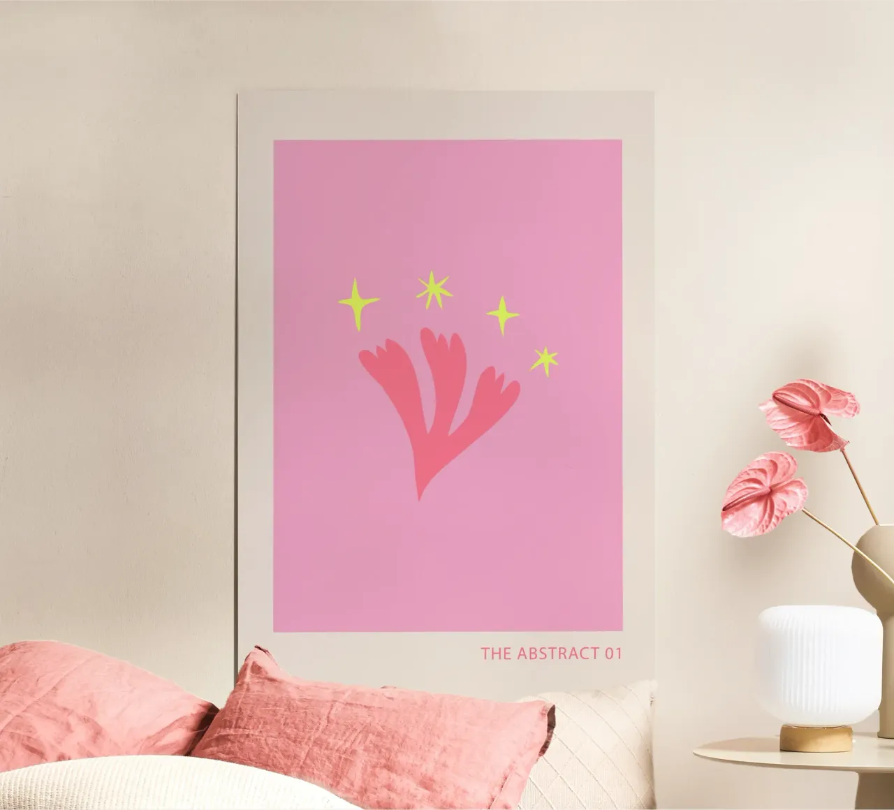 Abstract Pink and Yellow poster con telaio in alluminio da GraceDigitalArtCo