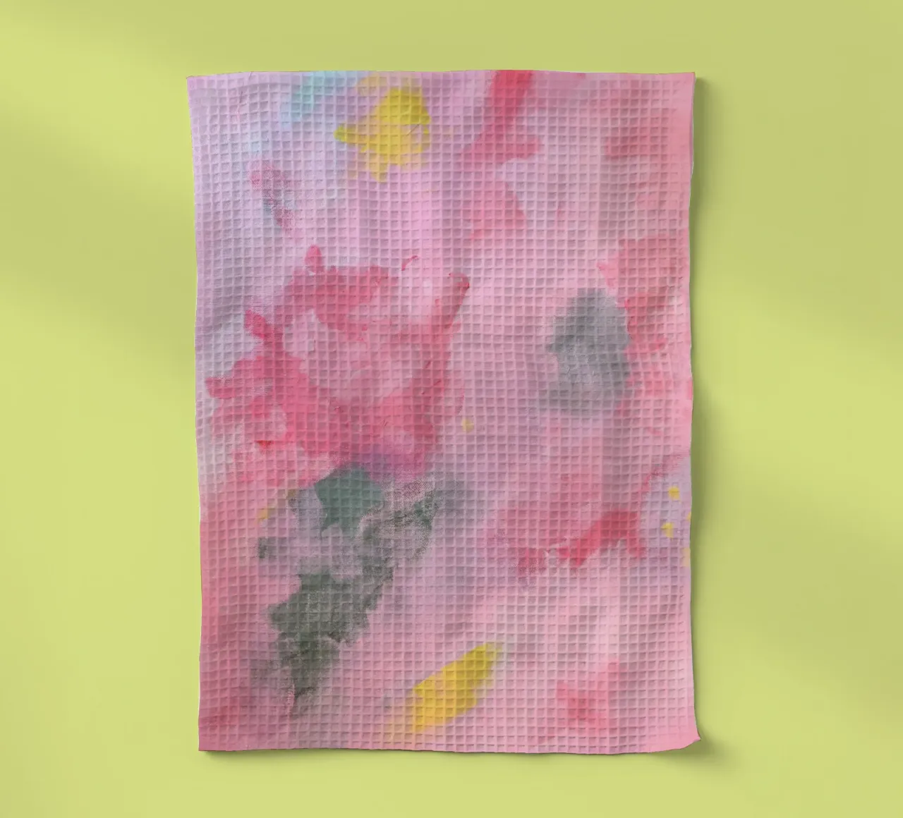 Abstract Painted Flowers Pink and Yellow torchon de GraceDigitalArtCo