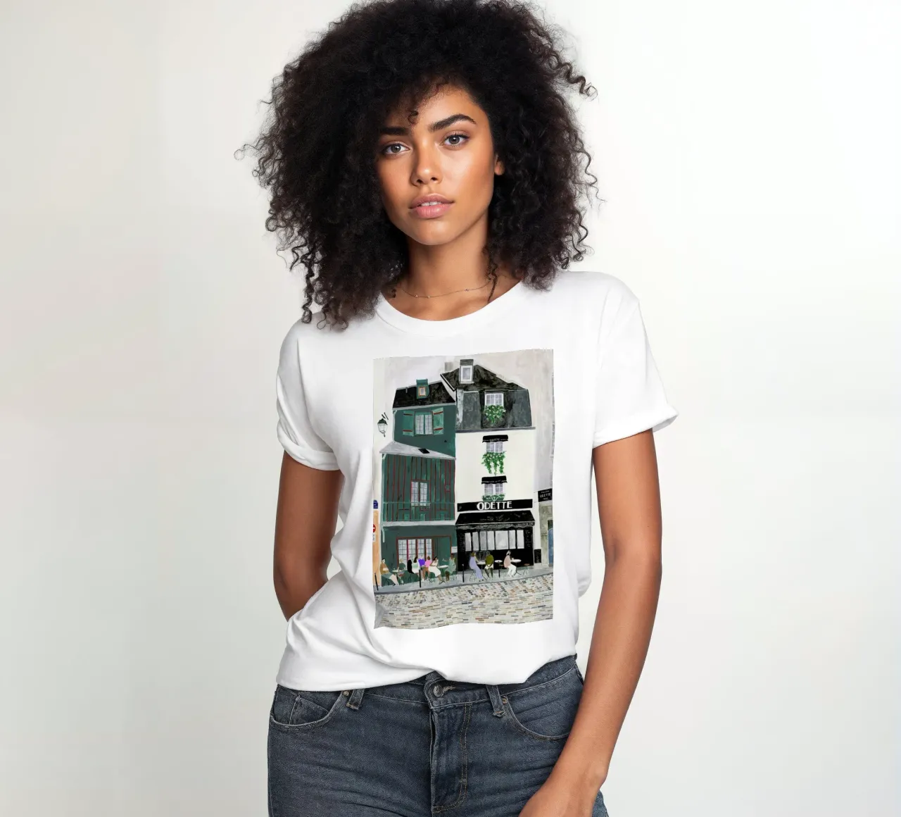 A Day In Paris women's fitted t-shirt by Isabelle Vandeplassche