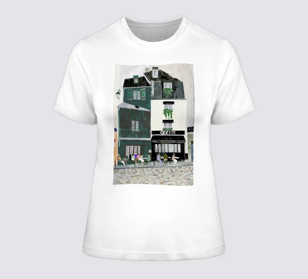 A Day In Paris women's fitted t-shirt by Isabelle Vandeplassche