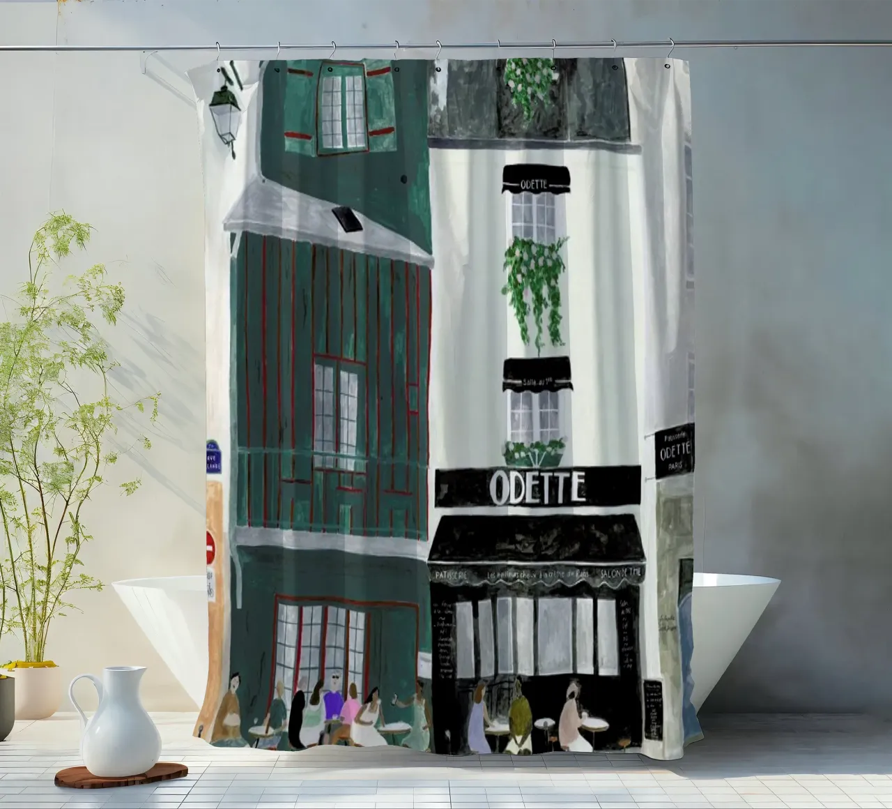 A Day In Paris shower curtain by Isabelle Vandeplassche