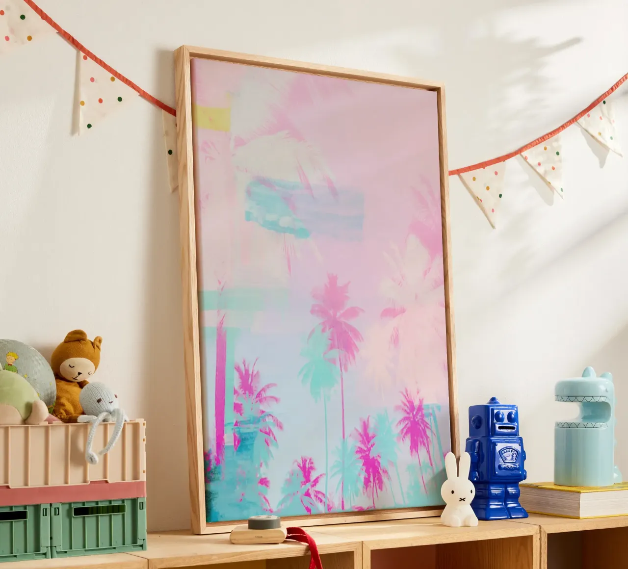 Pink Palm Tree Art tela con Cornice a cassetta da GraceDigitalArtCo