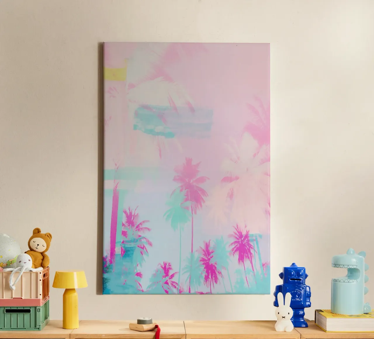 Pink Palm Tree Art tela con Cornice a cassetta da GraceDigitalArtCo