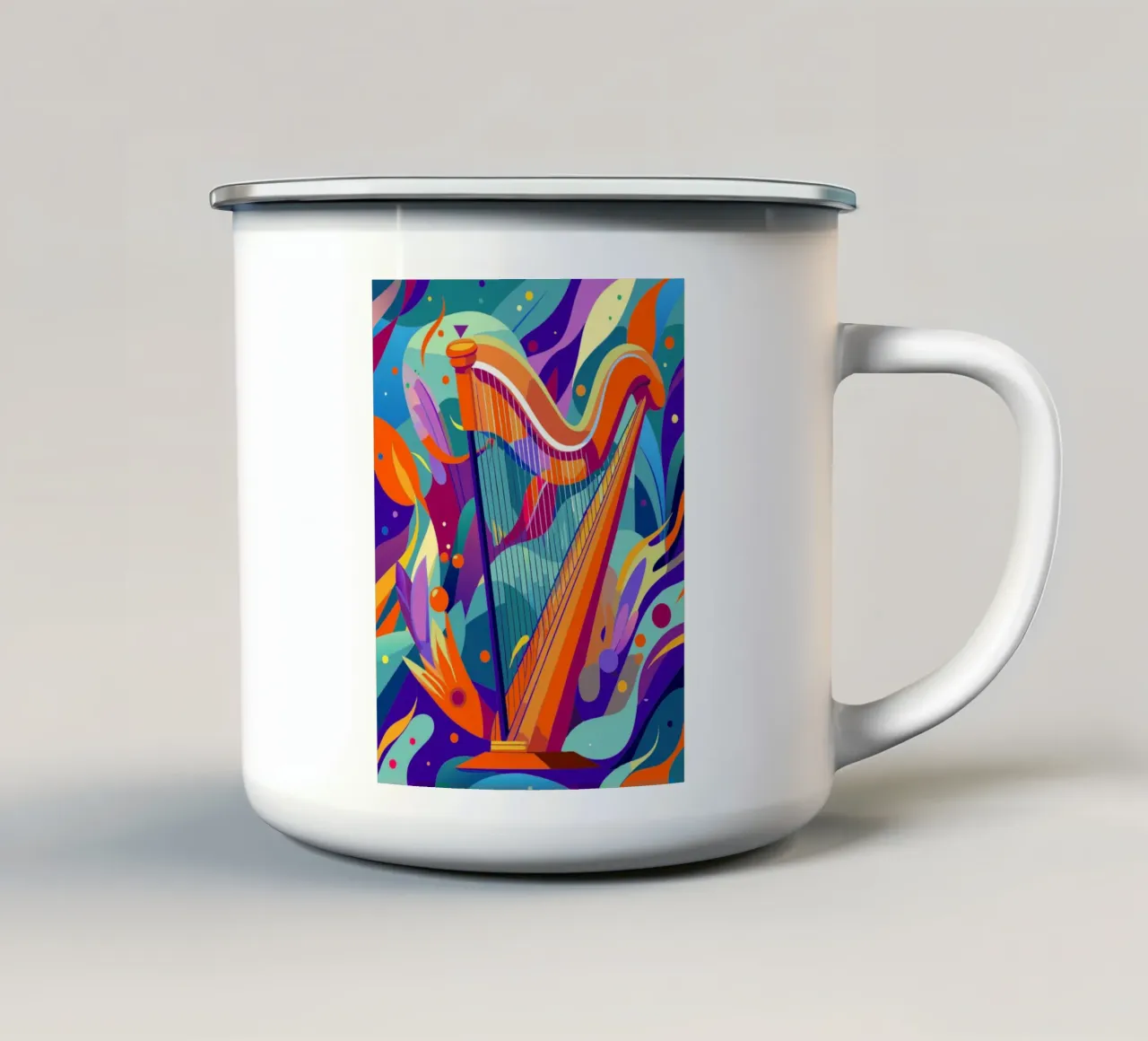 arpa pittura arte moderna tazza in smalto da jasmine