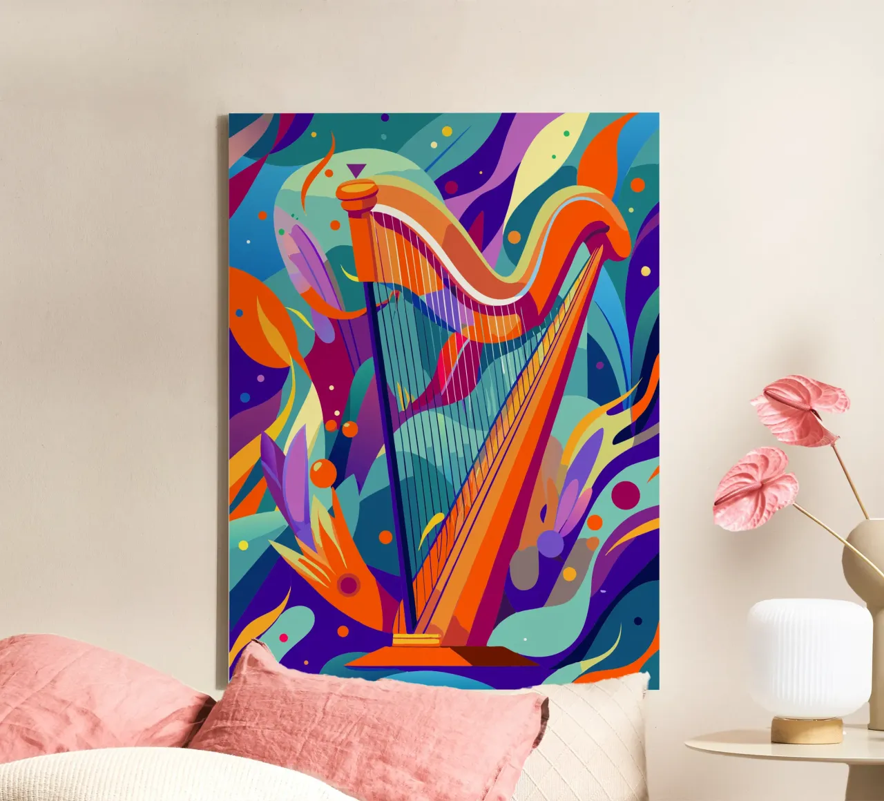 arpa pittura arte moderna tela con Cornice a cassetta da jasmine