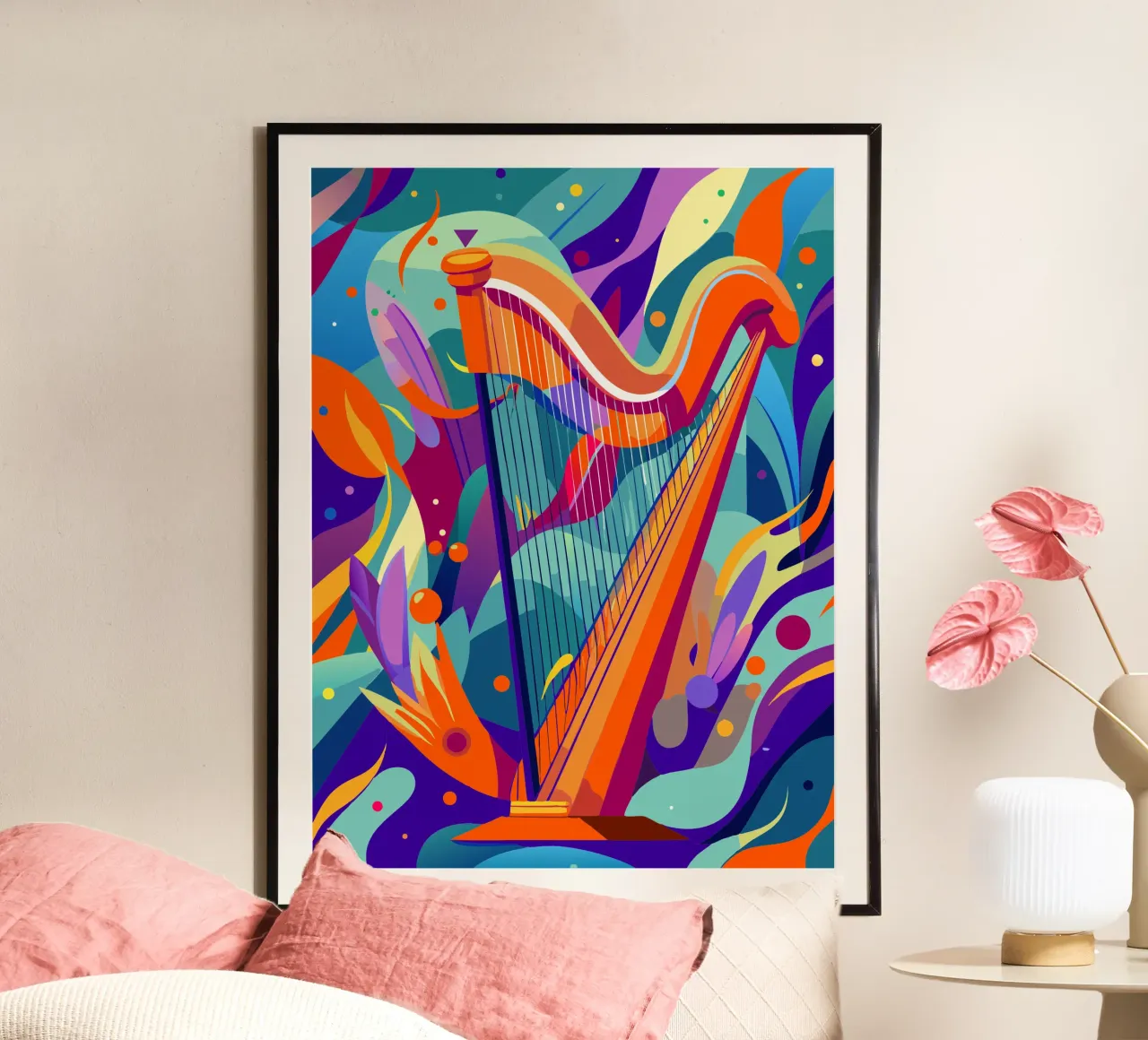 arpa pittura arte moderna poster con telaio in plastica da jasmine