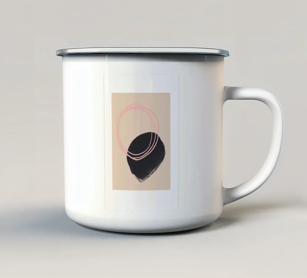 Beige Pink and Black Abstract Art tazza in smalto da GraceDigitalArtCo