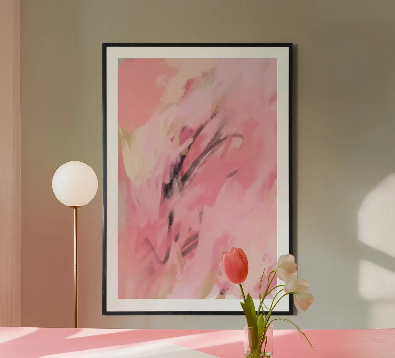 Abstract Painting Pink Palette poster con telaio in alluminio da GraceDigitalArtCo