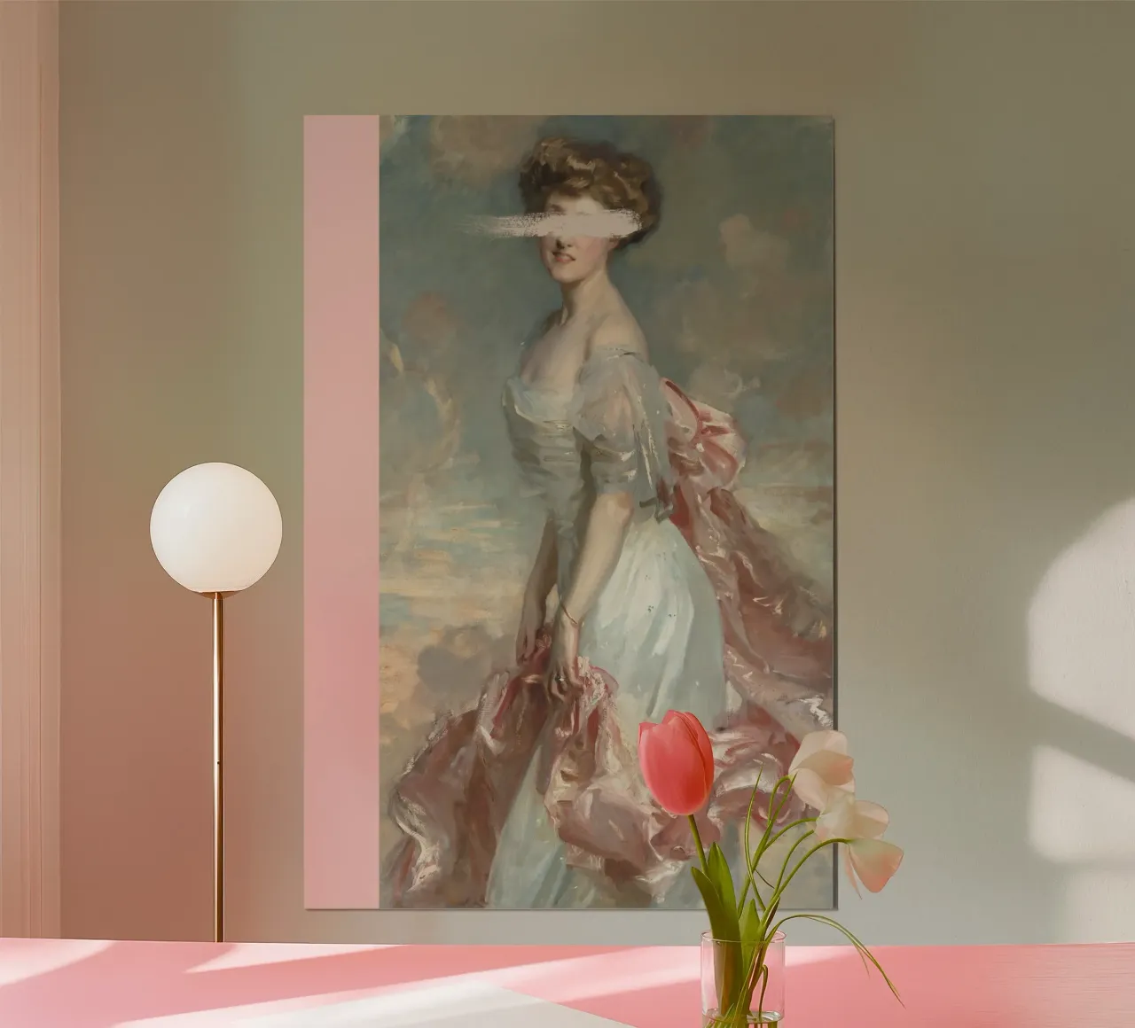 Pink Altered Art Portrait poster con telaio in legno da GraceDigitalArtCo