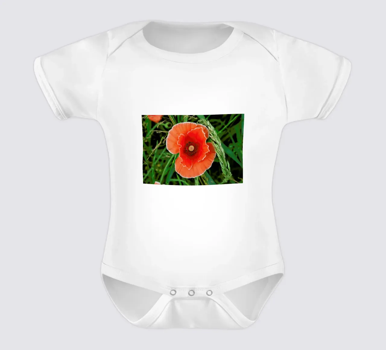 Red/White Poppie body neonato maniche corte da Curious Collections by Marielle Leenders