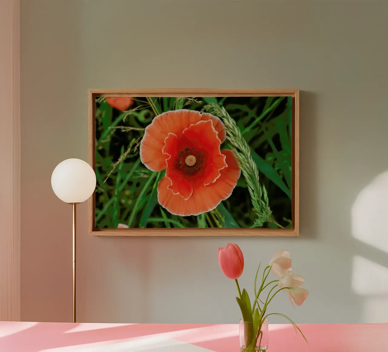 Red/White Poppie tela con Cornice a cassetta da Curious Collections by Marielle Leenders