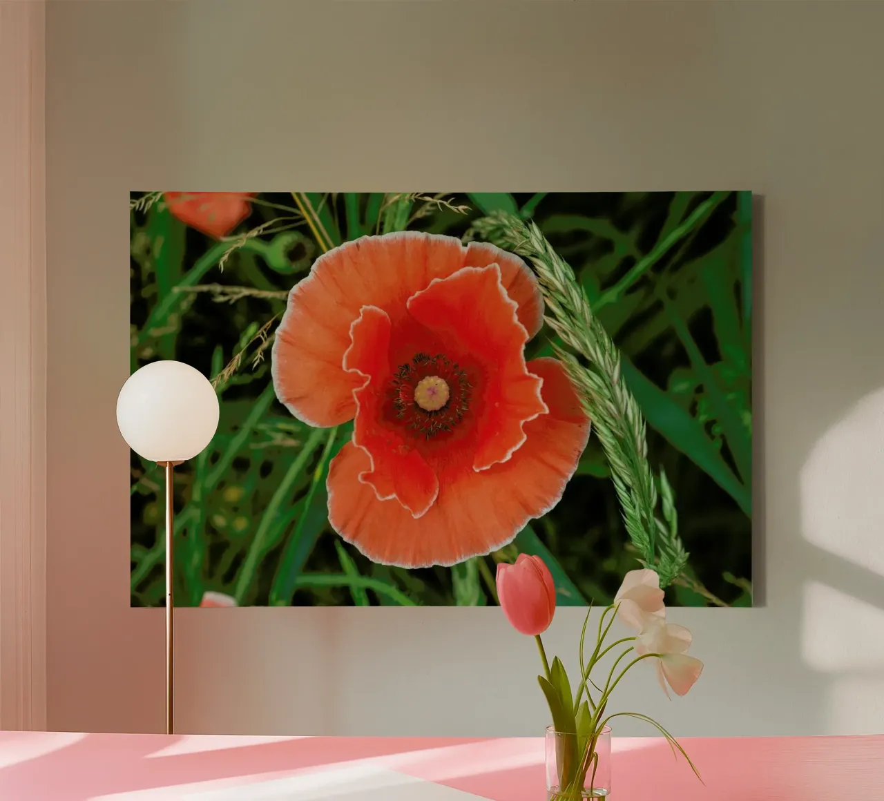 Red/White Poppie tela con Cornice a cassetta da Curious Collections by Marielle Leenders