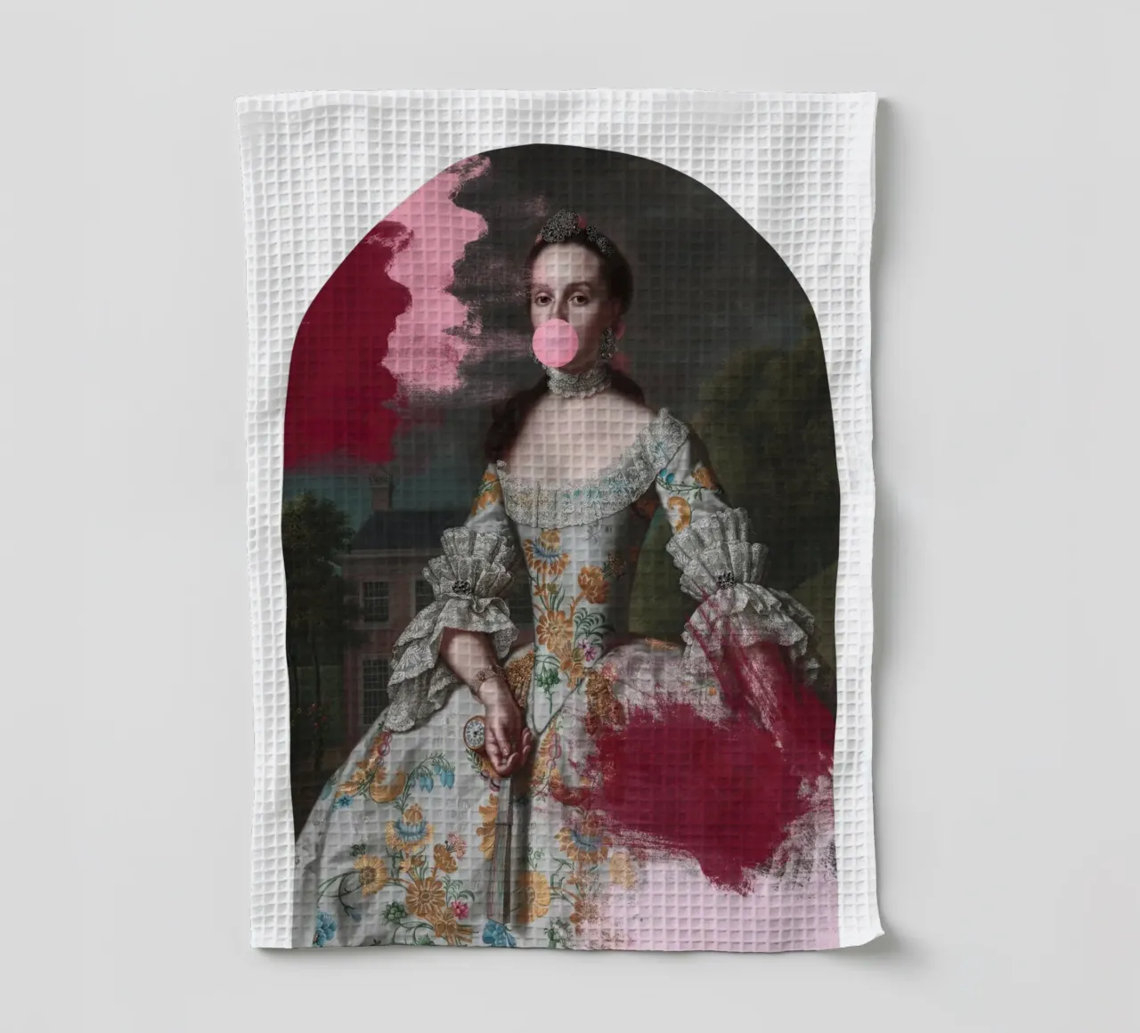 Altered Portrait of a Woman with paint and bubble-gum canovaccio da cucina da GraceDigitalArtCo