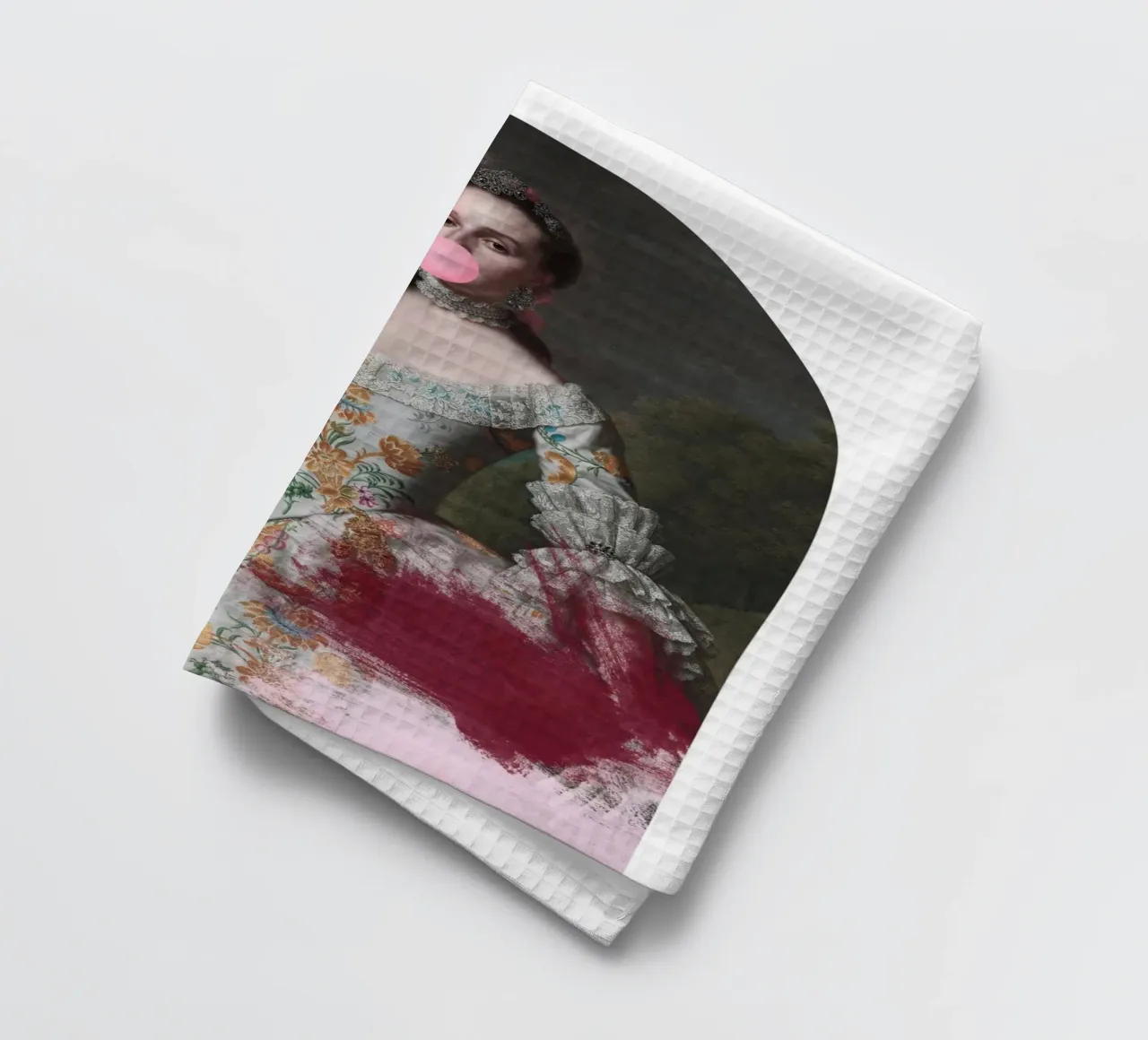 Altered Portrait of a Woman with paint and bubble-gum canovaccio da cucina da GraceDigitalArtCo