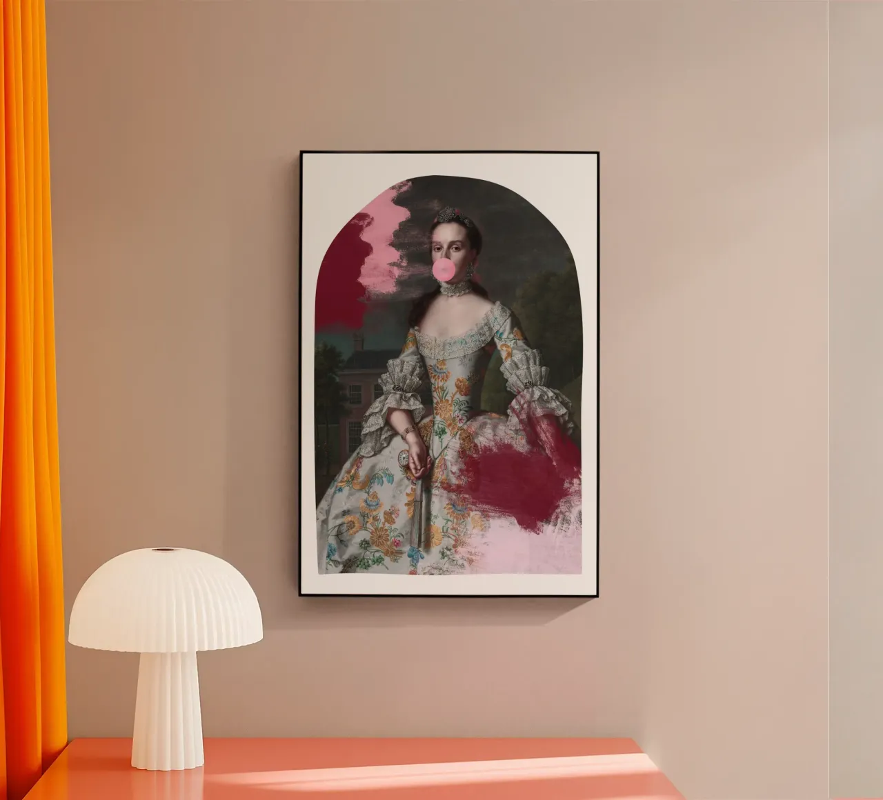 Altered Portrait of a Woman with paint and bubble-gum plexiglass da GraceDigitalArtCo