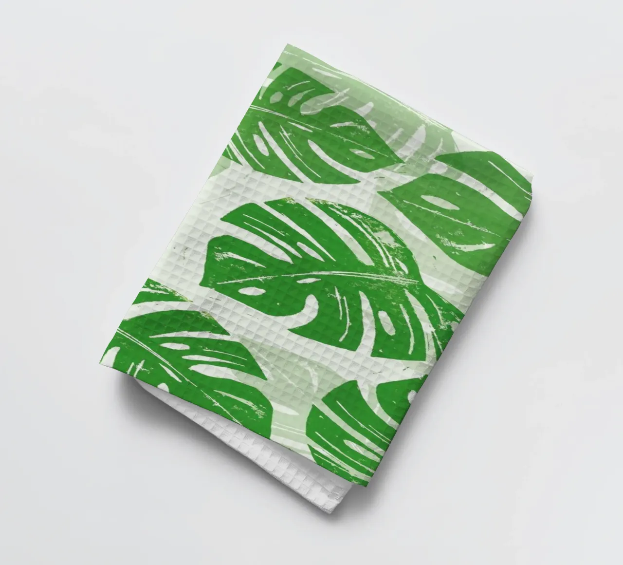 Linocut Monstera canovaccio da cucina da Bianca Green