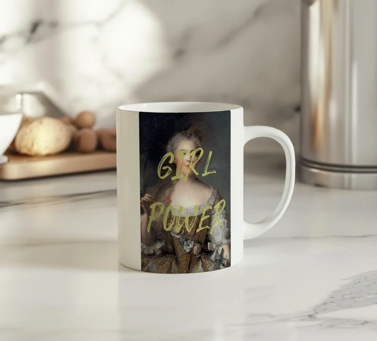 Girl Power Altered Art Golden Keramik Tasse von GraceDigitalArtCo