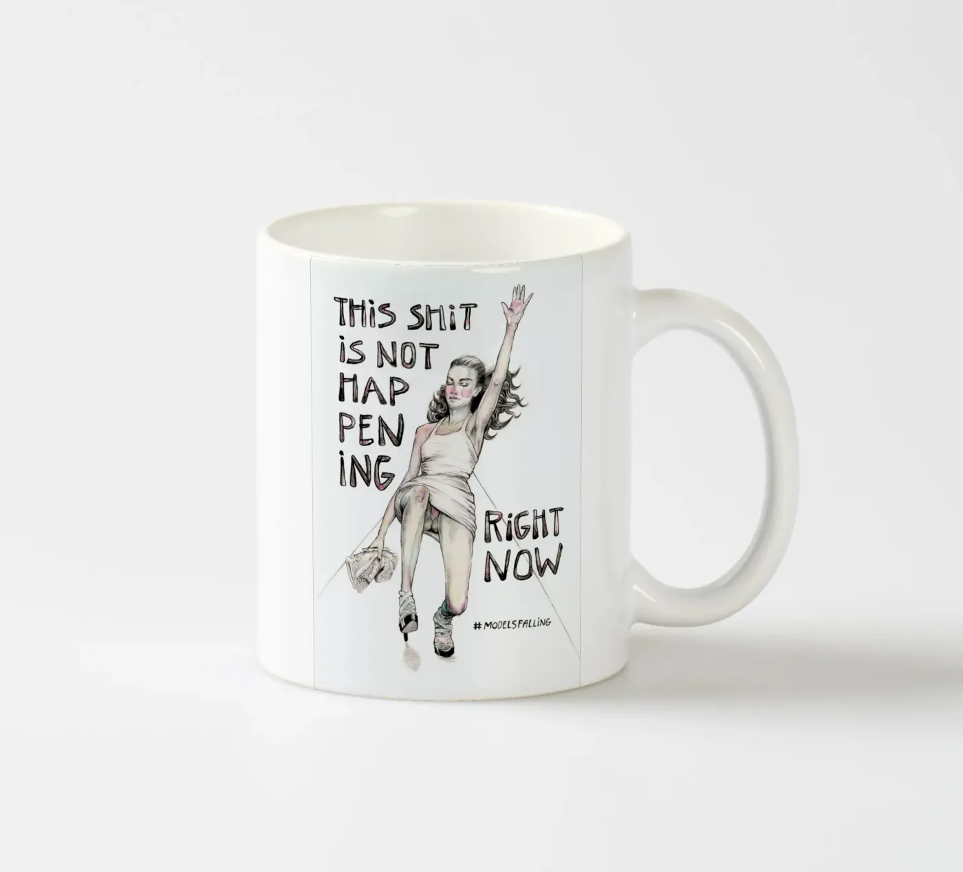 Models Falling 1 ceramic mug by Meegan Barnes
